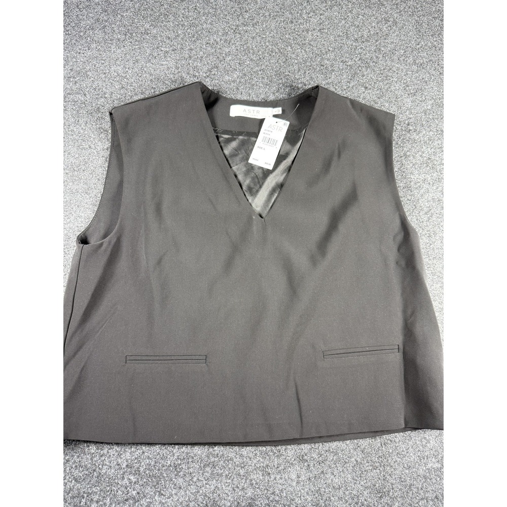 ASTR The Label Sleevless Top V-Neck Black Size L Career Minimalist Structured - Picture 1 of 10